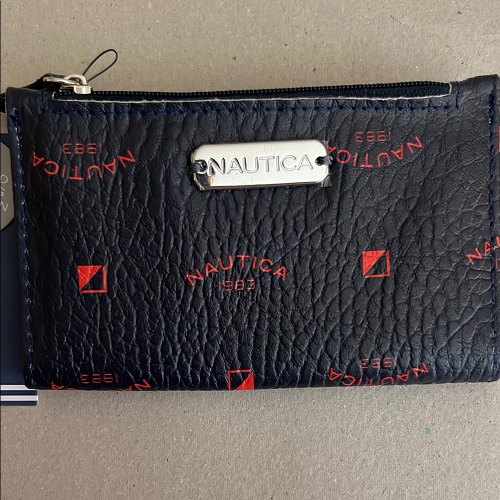 NWT Nautica Navy and Red RFID Wallet
